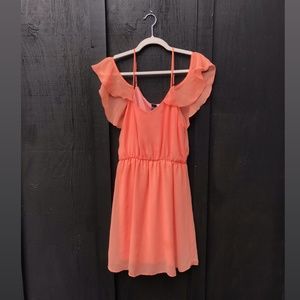 bright peach 	flutter sleeve dress